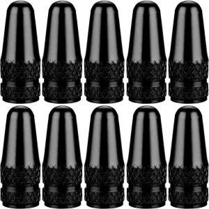 (10 Pack Bike Presta Valve Stem Caps, Chrome Anodized Aluminum, Use On Presta French Valves, Dust caps for MTB Road Racing Bicycle, Rocket Style