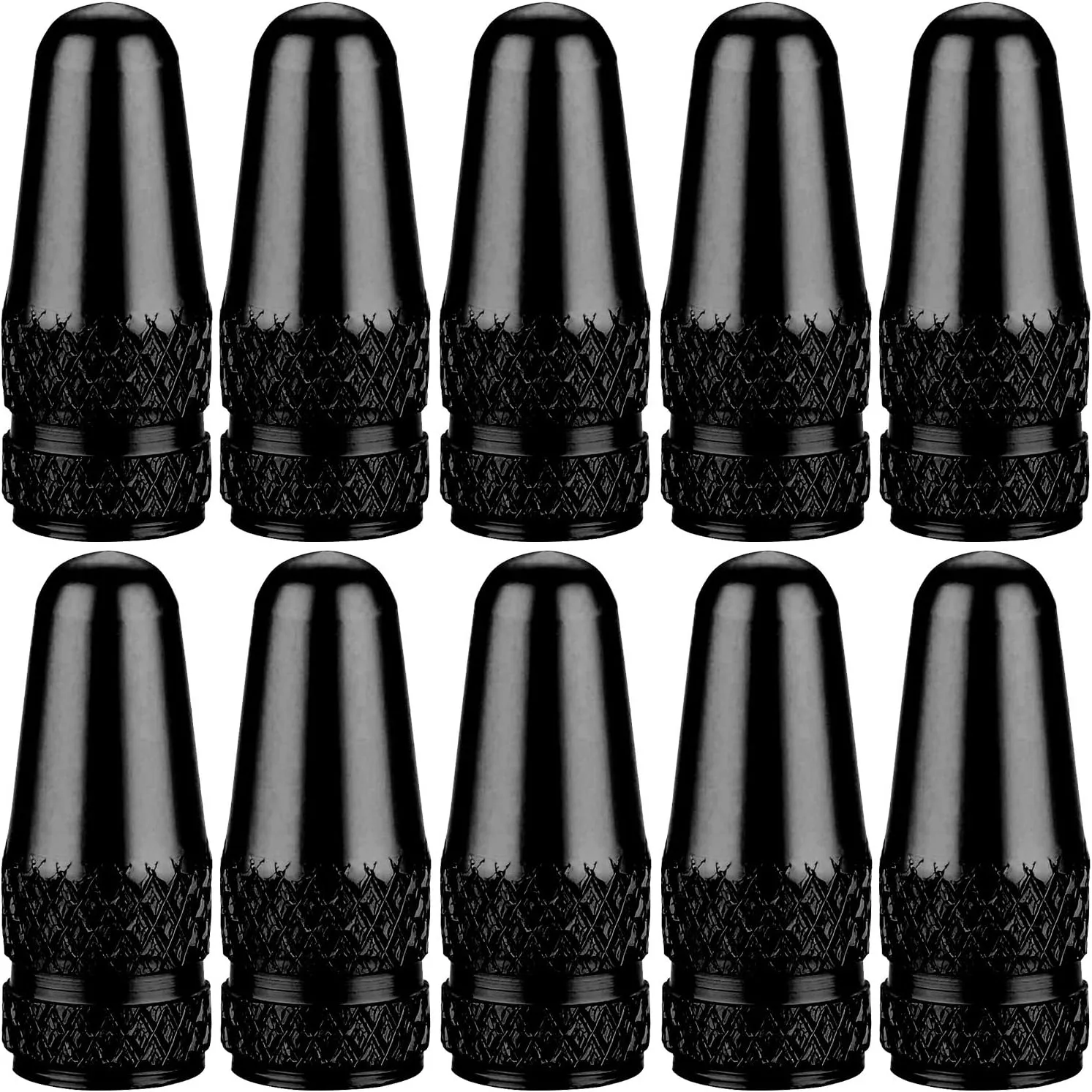 (10 Pack Bike Presta Valve Stem Caps, Chrome Anodized Aluminum, Use On Presta French Valves, Dust caps for MTB Road Racing Bicycle, Rocket Style