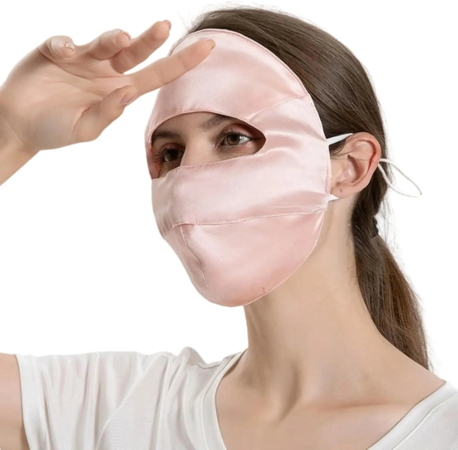 100% 19 Momme Mulberry Silk Sun Protection Face Mask for Women - UPF 50  Lightweight Facial Shield