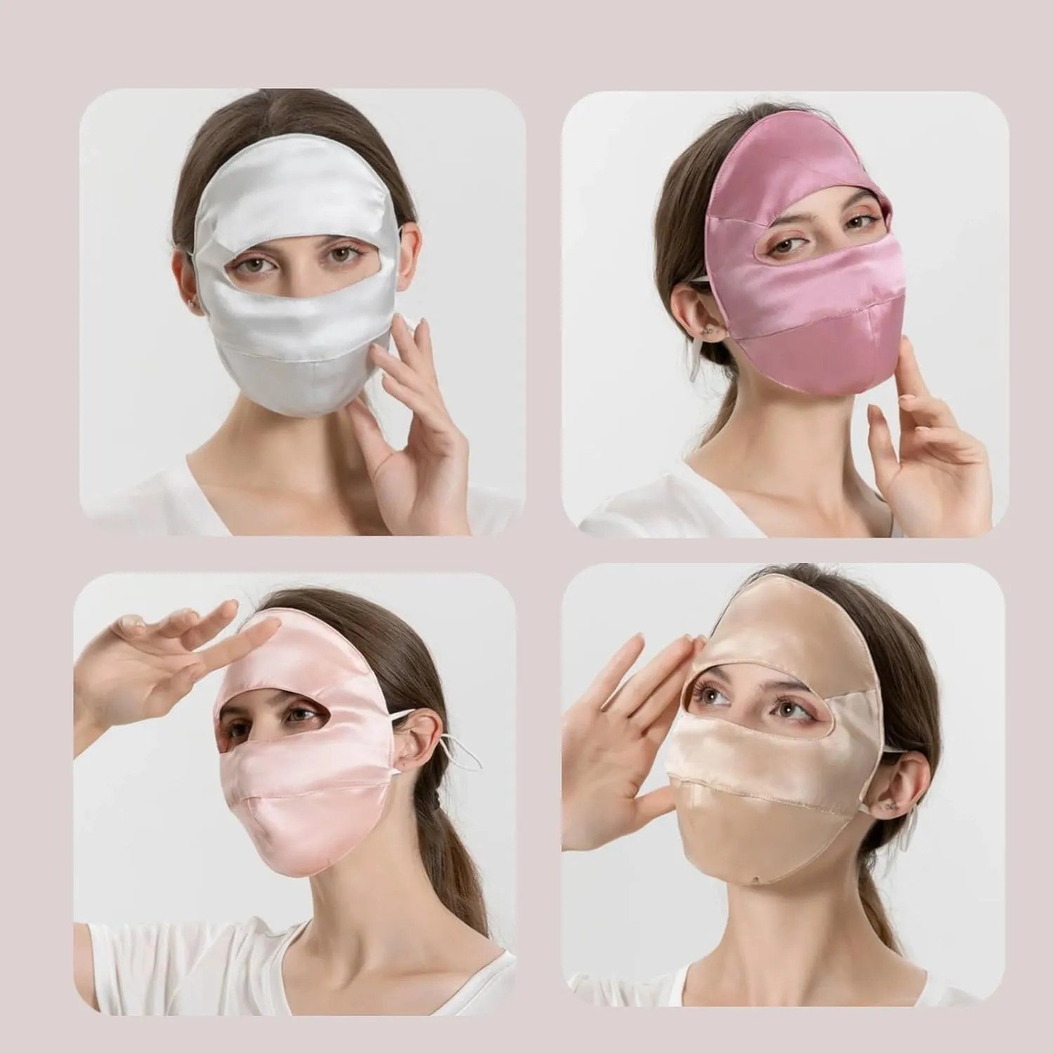 100% 19 Momme Mulberry Silk Sun Protection Face Mask for Women - UPF 50  Lightweight Facial Shield