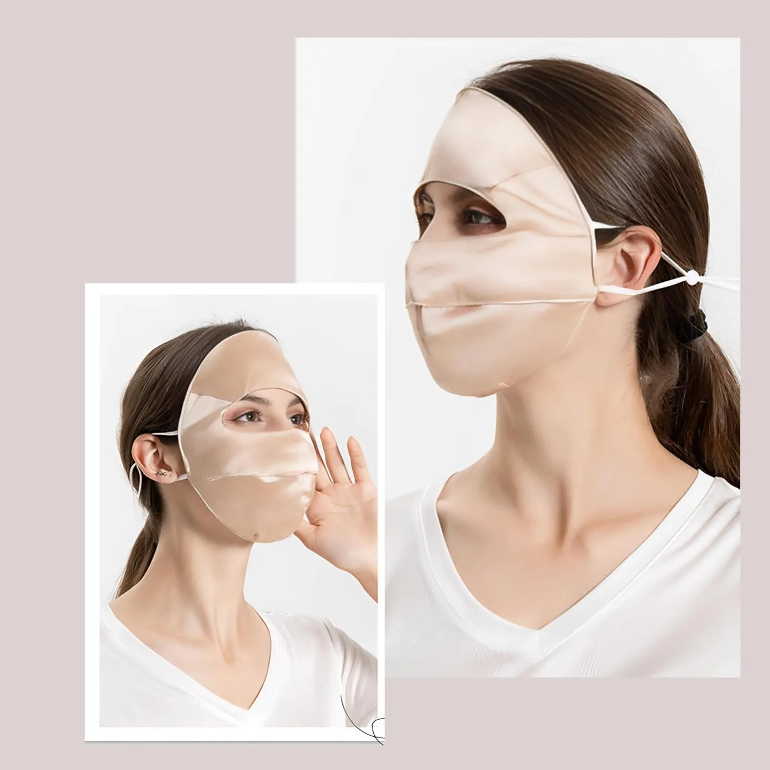 100% 19 Momme Mulberry Silk Sun Protection Face Mask for Women - UPF 50  Lightweight Facial Shield
