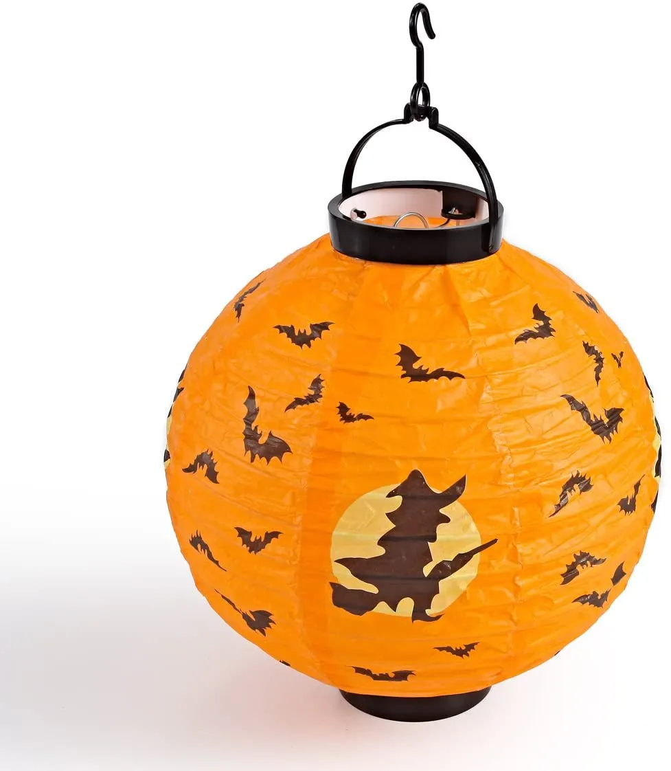 10in Paper Lanterns with LED Light and Different Styles, 8 Pack