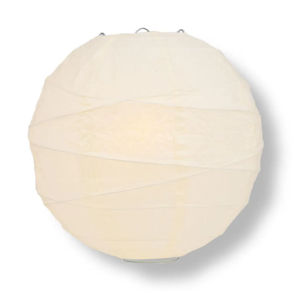 12 PACK | 12"  Beige Crisscross Ribbing, Hanging Paper Lantern Combo Set