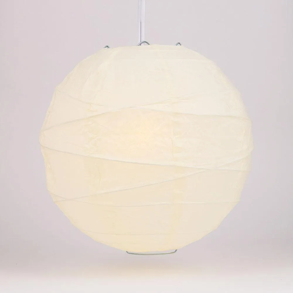 12 PACK | 12"  Beige Crisscross Ribbing, Hanging Paper Lantern Combo Set