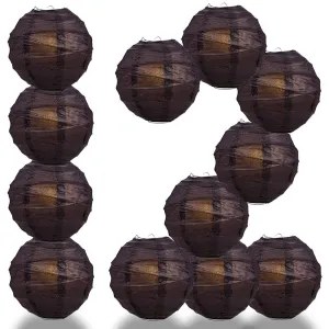 12-Pack 16 Inch Black Free-Style Ribbing Round Paper Lantern