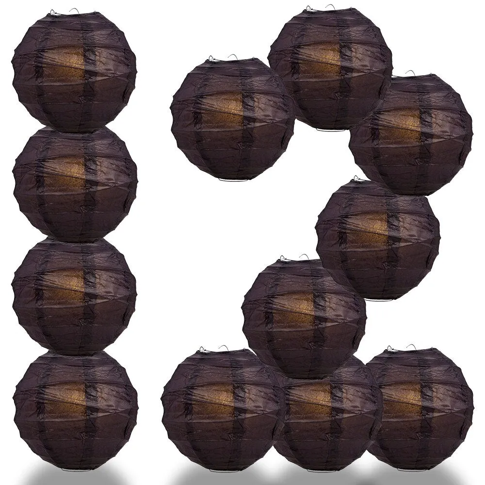 12-Pack 16 Inch Black Free-Style Ribbing Round Paper Lantern