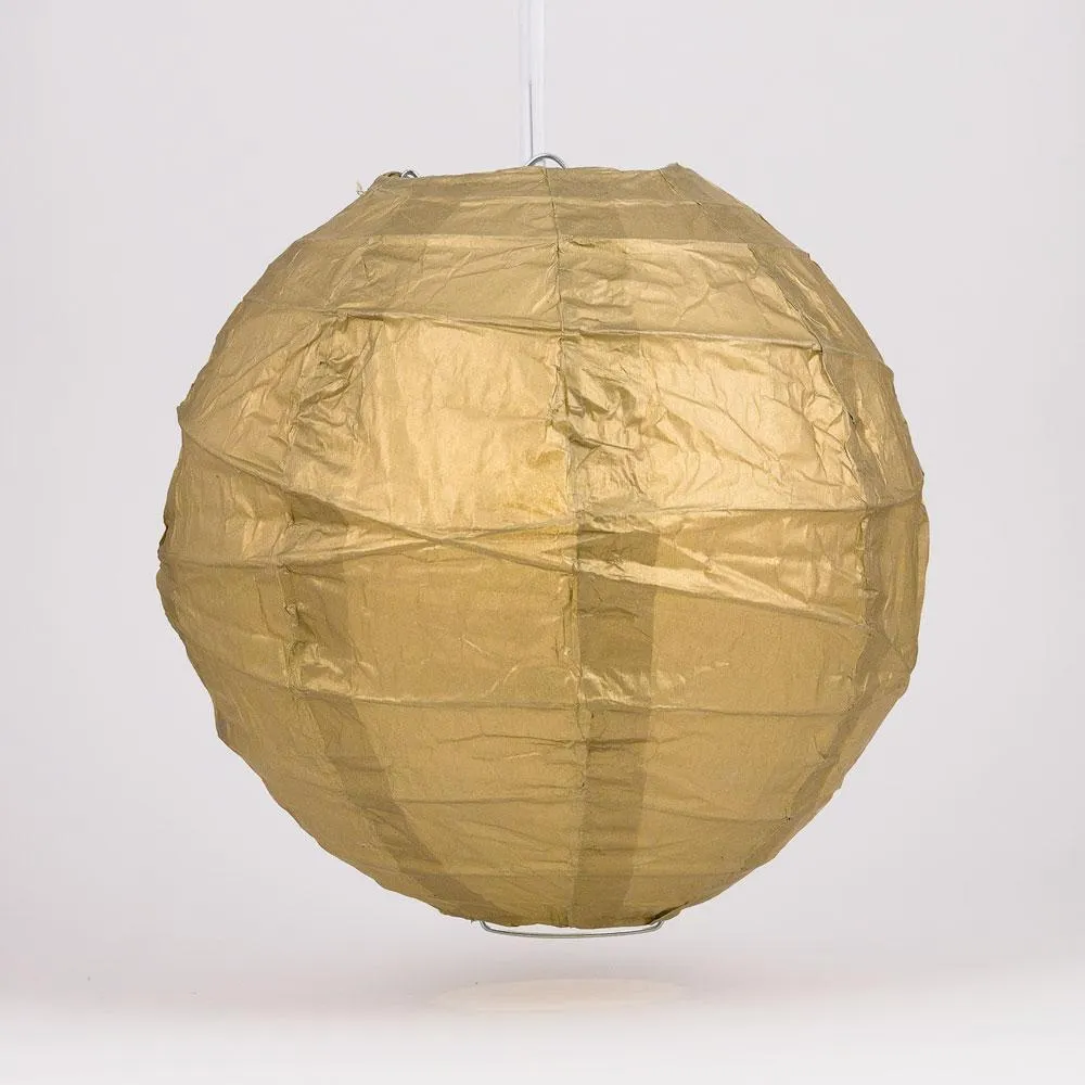 12-Pack 16 Inch Gold Free-Style Ribbing Round Paper Lantern