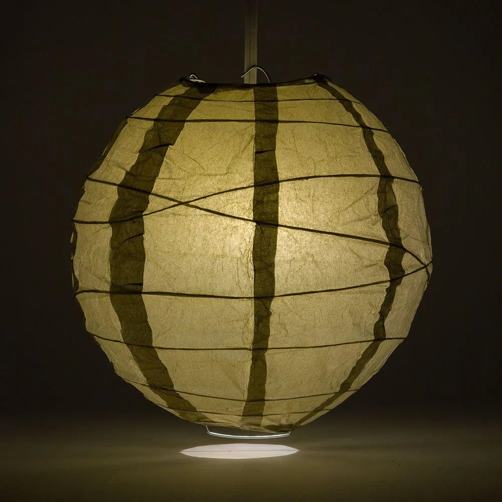 16" Gold Round Paper Lantern, Crisscross Ribbing, Chinese Hanging Wedding & Party Decoration
