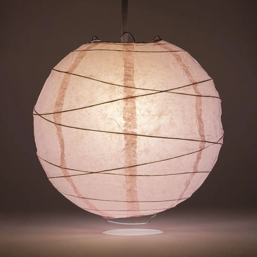16" Pink Round Paper Lantern, Crisscross Ribbing, Chinese Hanging Wedding & Party Decoration