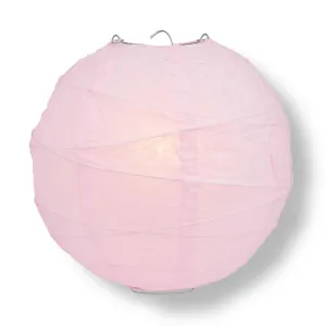 16" Pink Round Paper Lantern, Crisscross Ribbing, Chinese Hanging Wedding & Party Decoration