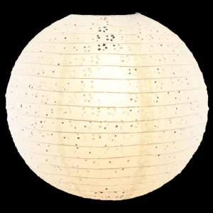 16" Round Eyelet Lace Look Paper Lantern - White