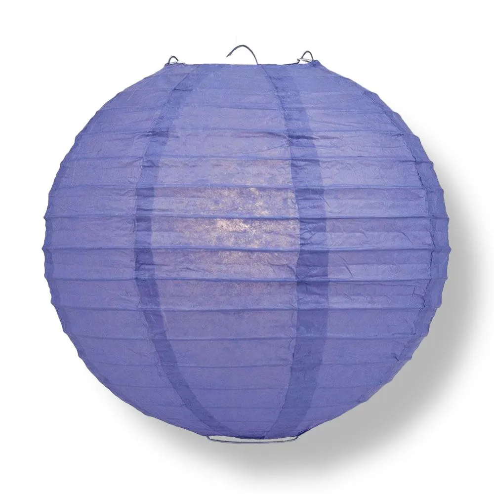 16" Very Periwinkle / Astra Blue Round Paper Lantern, Even Ribbing, Chinese Hanging Wedding & Party Decoration