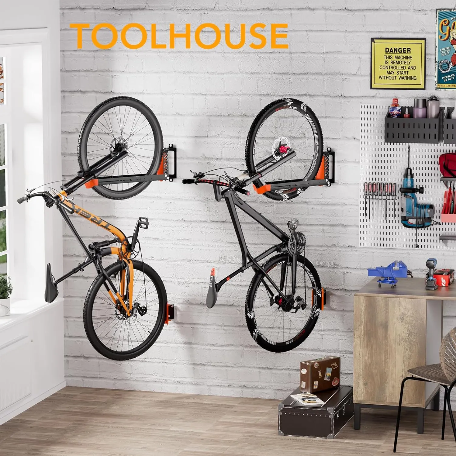 2-Pack Swivel Bike Rack Wall Mount, Bike Hangers for Garage, Space-Saving Vertical Bike Holder, Holds up to 77 lbs, Bicycle Wall Hanger Storage, No Heavy Lifting Required Indoor Hanging Bike Rack