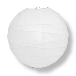 20 Inch White Free-Style Ribbing Round Paper Lantern