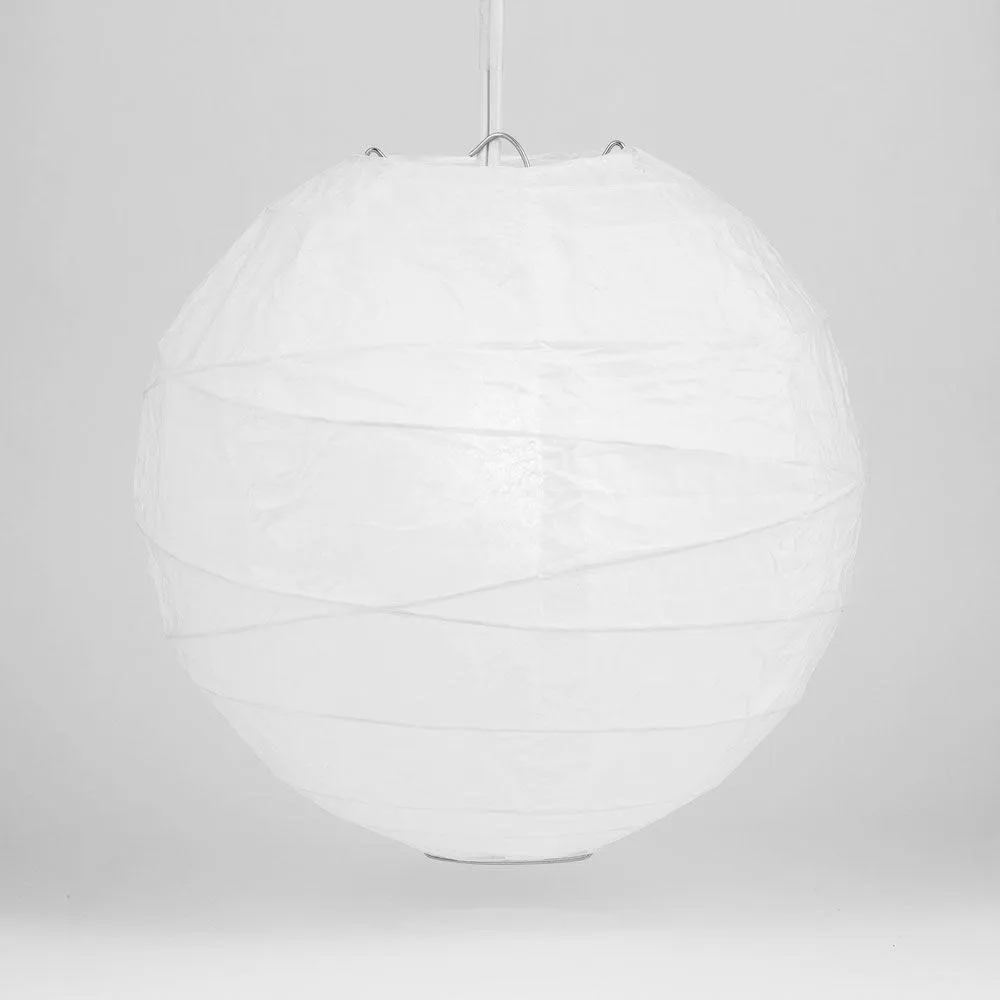 20 Inch White Free-Style Ribbing Round Paper Lantern