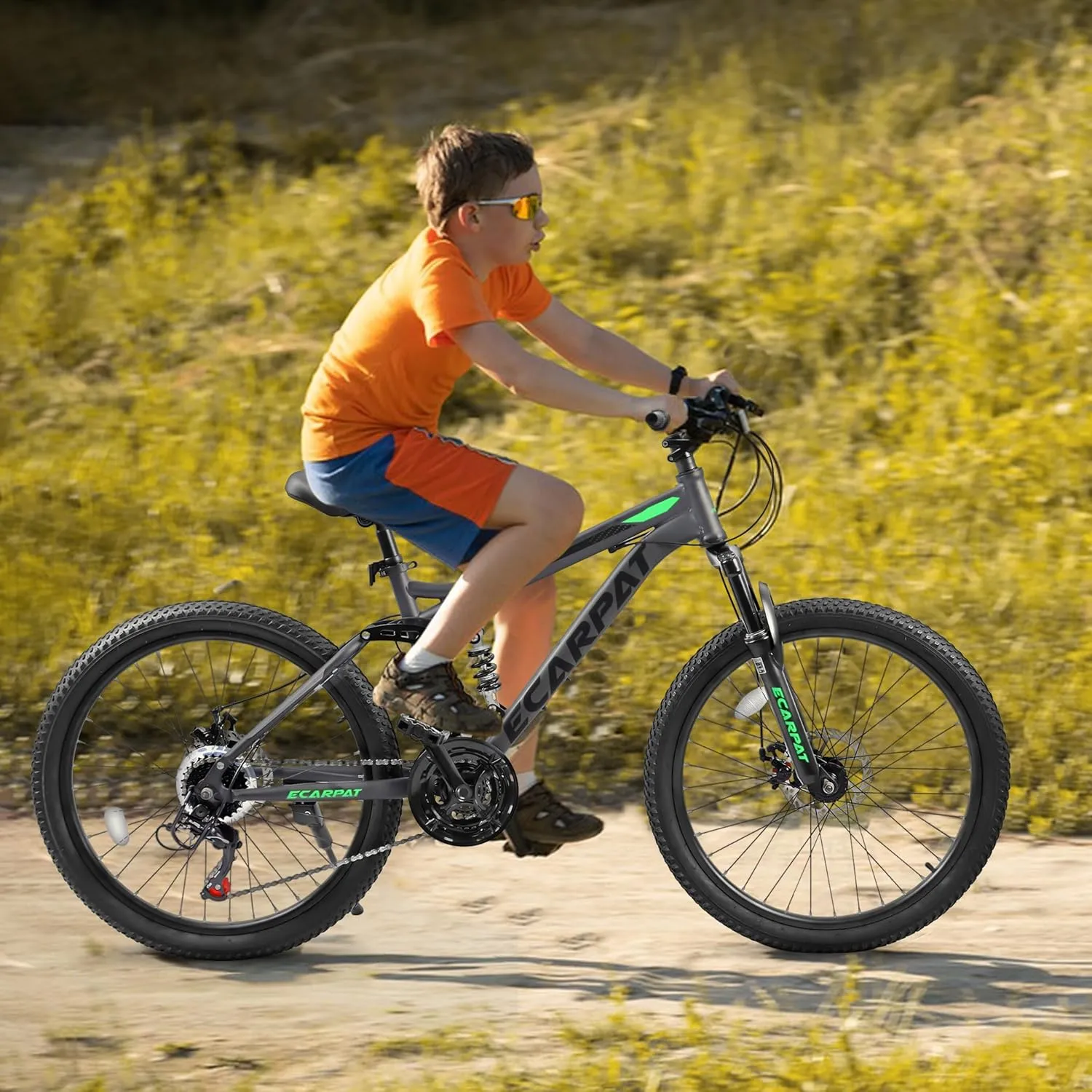 24/26/27.5 Inch Mountain Bike, Dual Full Suspension 21 Speed Womens Mens Mountain Bikes, Commuter Bike with Carbon Steel Frame and Dual Disc Brakes