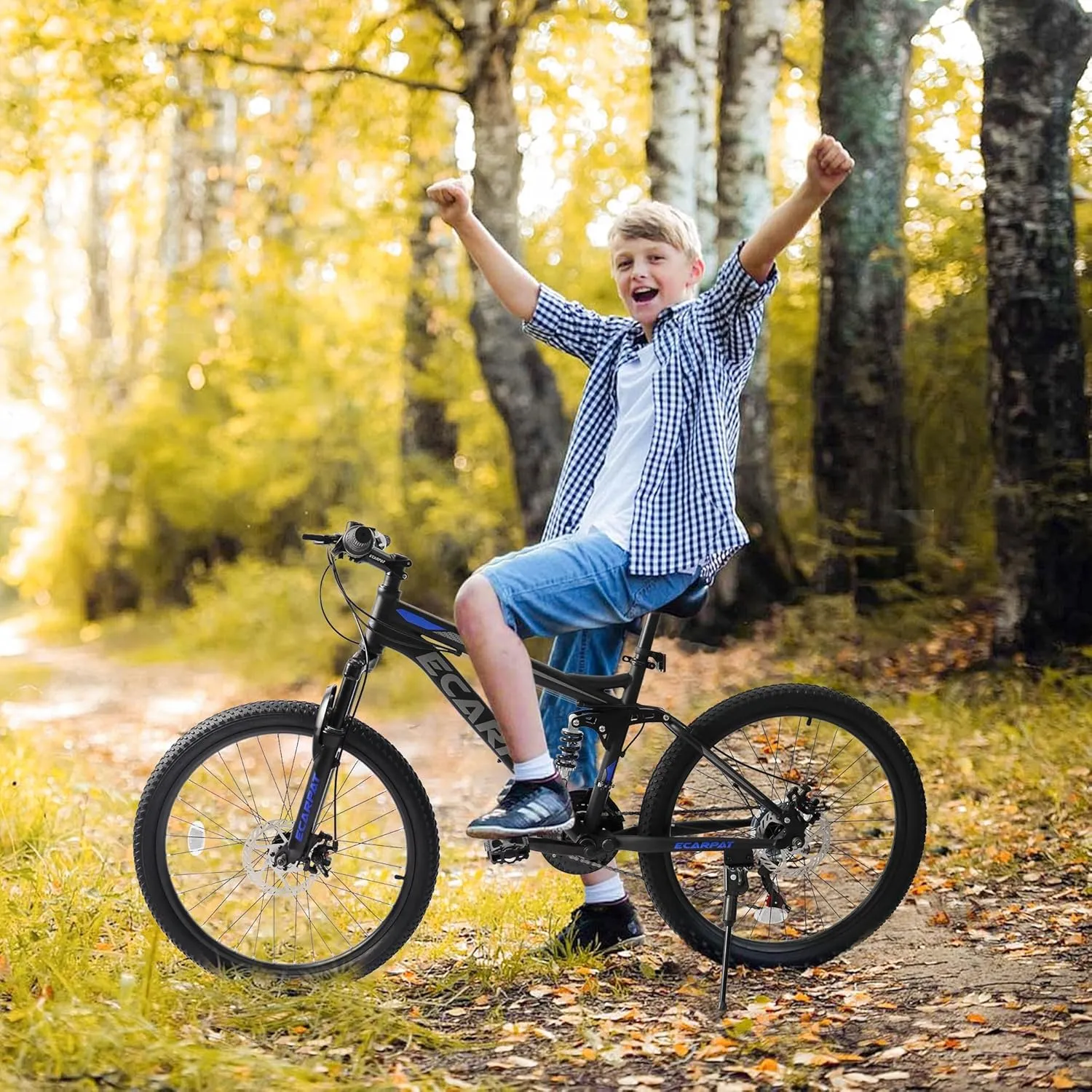 24/26/27.5 Inch Mountain Bike, Dual Full Suspension 21 Speed Womens Mens Mountain Bikes, Commuter Bike with Carbon Steel Frame and Dual Disc Brakes