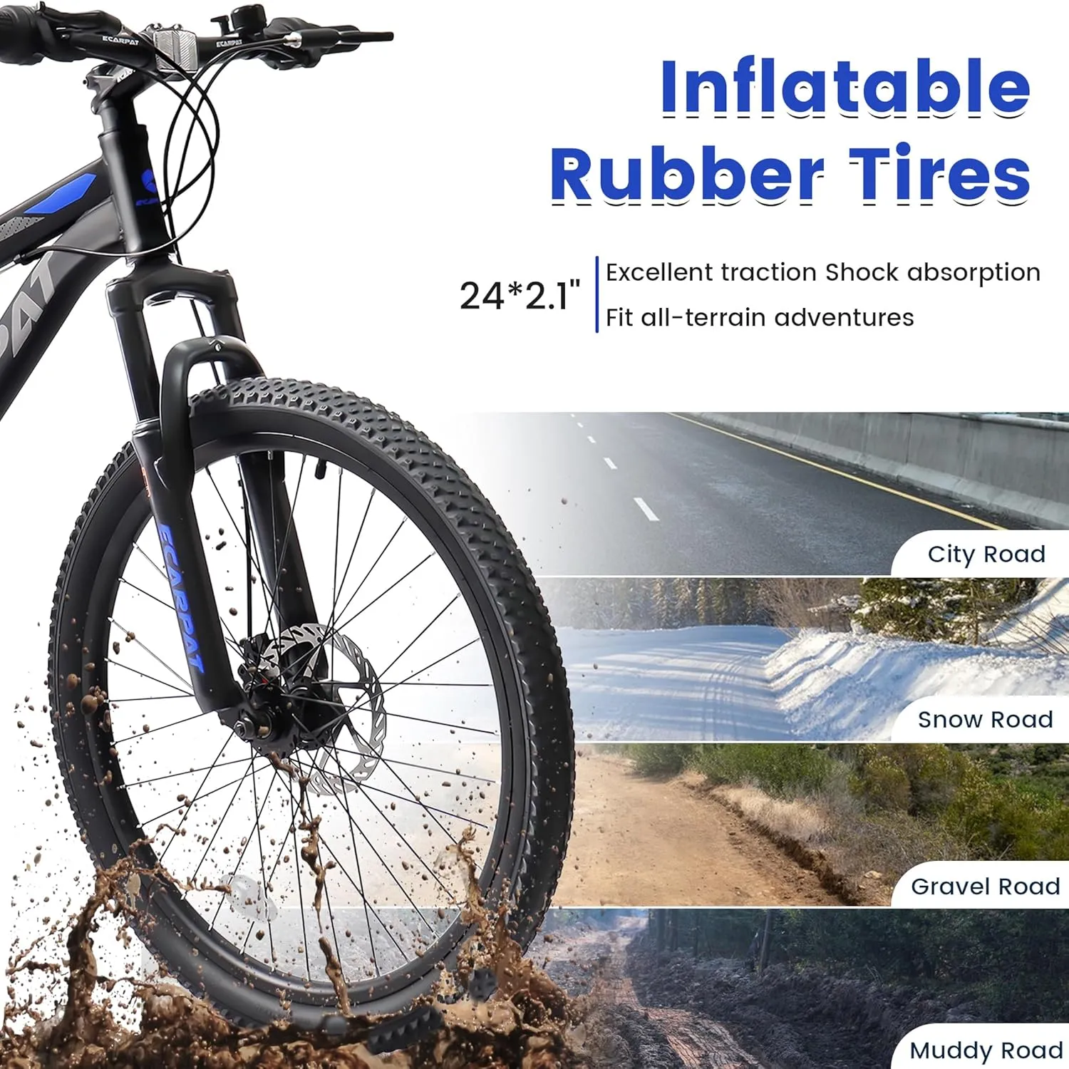 24/26/27.5 Inch Mountain Bike, Dual Full Suspension 21 Speed Womens Mens Mountain Bikes, Commuter Bike with Carbon Steel Frame and Dual Disc Brakes