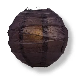 24" Black Round Paper Lantern, Crisscross Ribbing, Chinese Hanging Wedding & Party Decoration