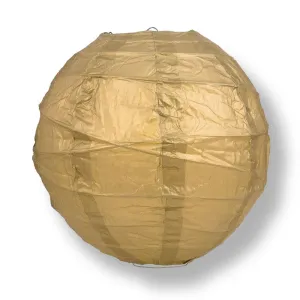 24" Gold Round Paper Lantern, Free-Style Ribbing, Chinese Hanging Wedding & Party Decoration
