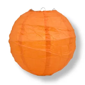 24" Persimmon Orange Round Paper Lantern, Crisscross Ribbing, Chinese Hanging Wedding & Party Decoration