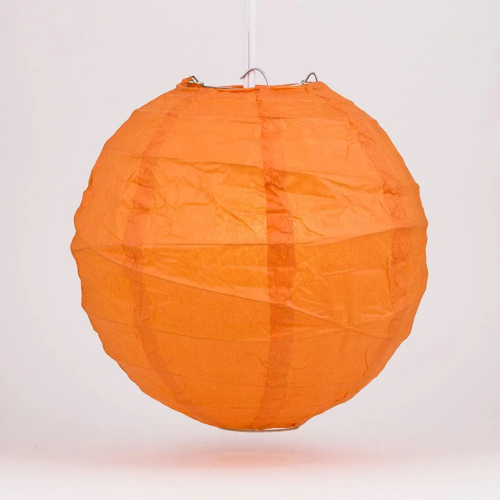 24" Persimmon Orange Round Paper Lantern, Crisscross Ribbing, Chinese Hanging Wedding & Party Decoration