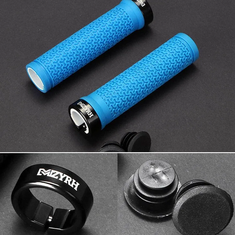 2pcs MTB Grips Mountain Bike Lockable Aluminum Clamp Grip Lock On Anti-Slip Rubber Bicycle Shock-Proof Handle