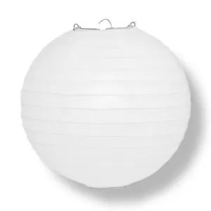 36" White Jumbo Paper Lantern, Parallel Ribbing, Chinese Hanging Wedding & Party Decoration