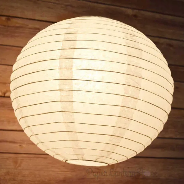 36" White Jumbo Paper Lantern, Parallel Ribbing, Chinese Hanging Wedding & Party Decoration