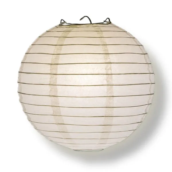 36" White Jumbo Paper Lantern, Parallel Ribbing, Chinese Hanging Wedding & Party Decoration