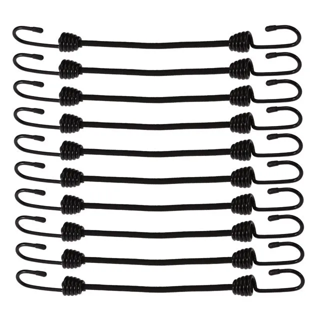 3/8" x 18" Black Bungee Cords (bundle of 10) - 9mm