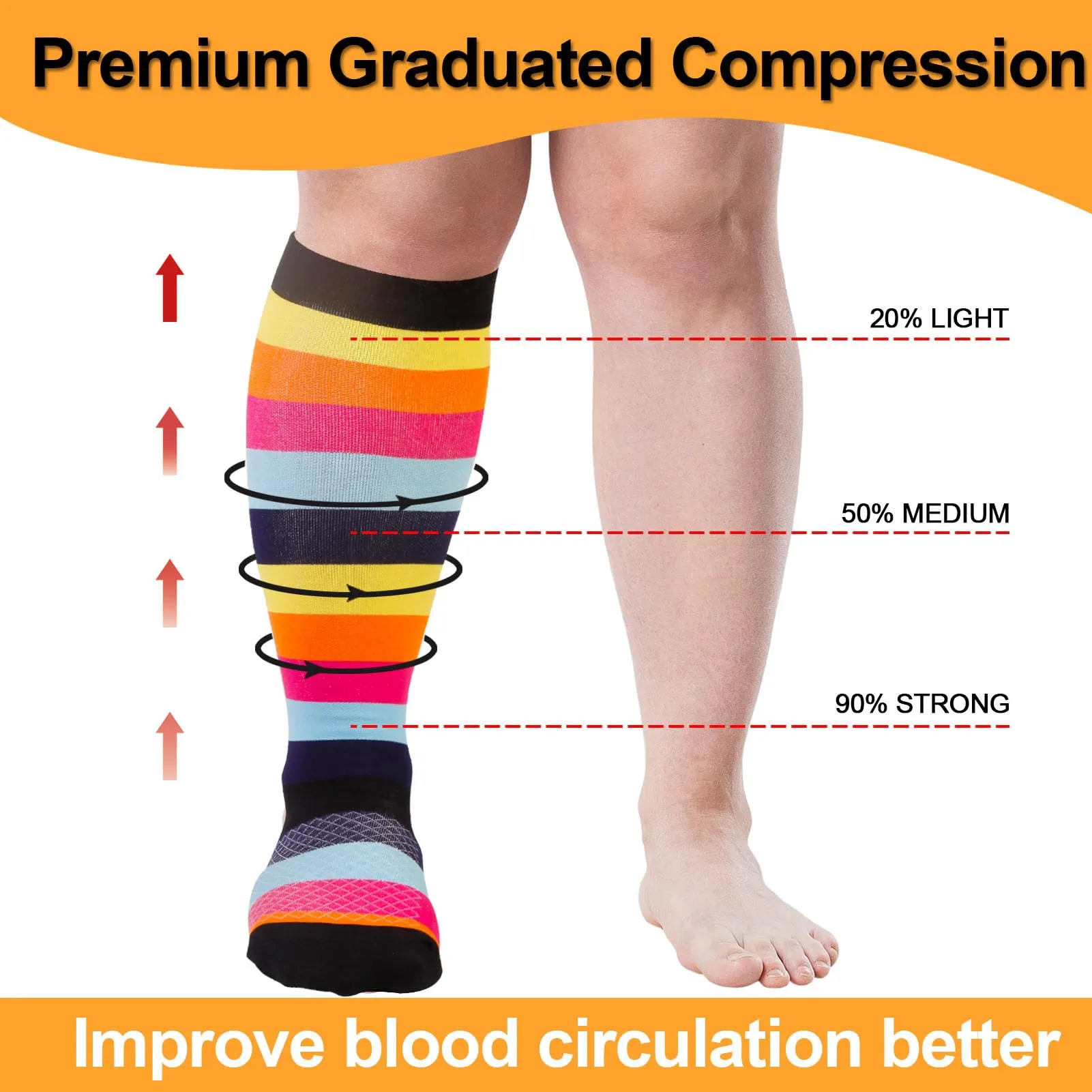 4 Pairs Plus Size Compression Socks for Women & Men, Extra Wide Calf 20-30 mmhg Knee High Compression Stockings for Circulation Swelling Support A2 Assort 4 Pairs 2X-Large