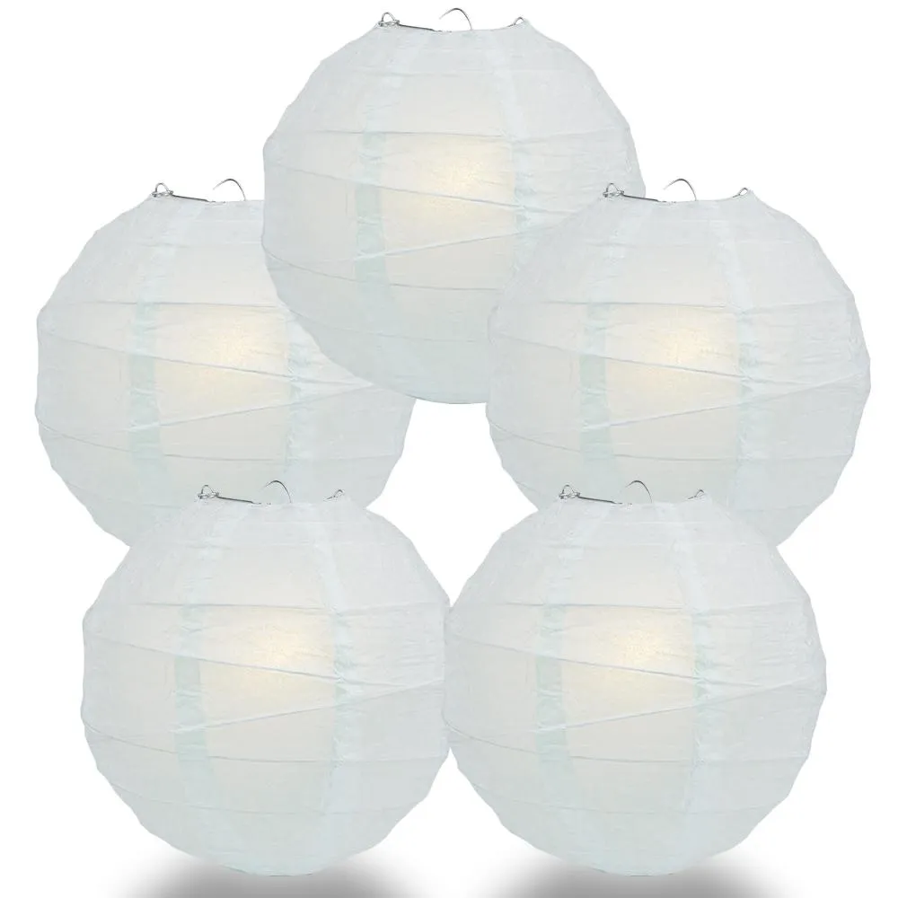 5-Pack 12 Inch Arctic Spa Blue Free-Style Ribbing, Hanging Paper Lanterns
