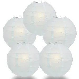 5-Pack 12 Inch Arctic Spa Blue Free-Style Ribbing, Hanging Paper Lanterns