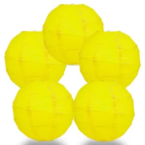 5-Pack 20 Inch Yellow Free-Style Ribbing Round Paper Lantern