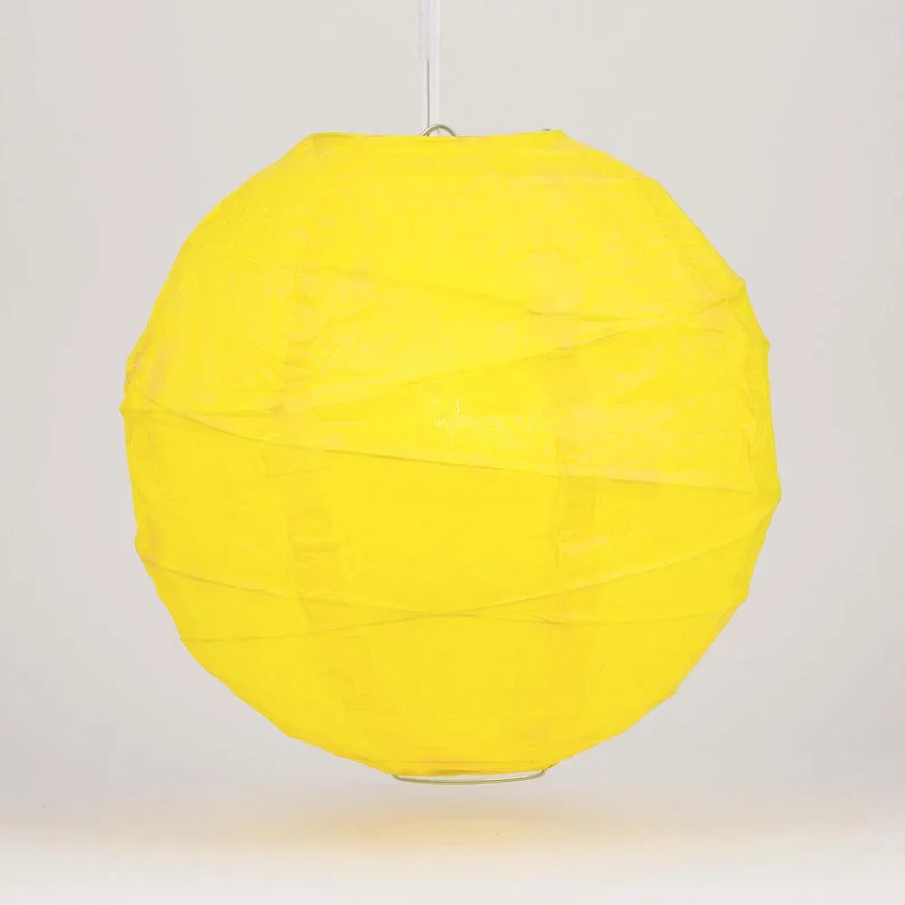 5-Pack 20 Inch Yellow Free-Style Ribbing Round Paper Lantern