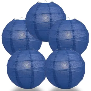 5-Pack 24 Inch Navy Blue Free-Style Ribbing Round Paper Lantern