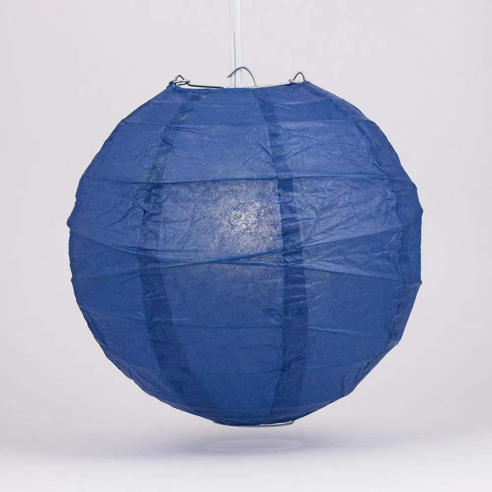 5-Pack 24 Inch Navy Blue Free-Style Ribbing Round Paper Lantern