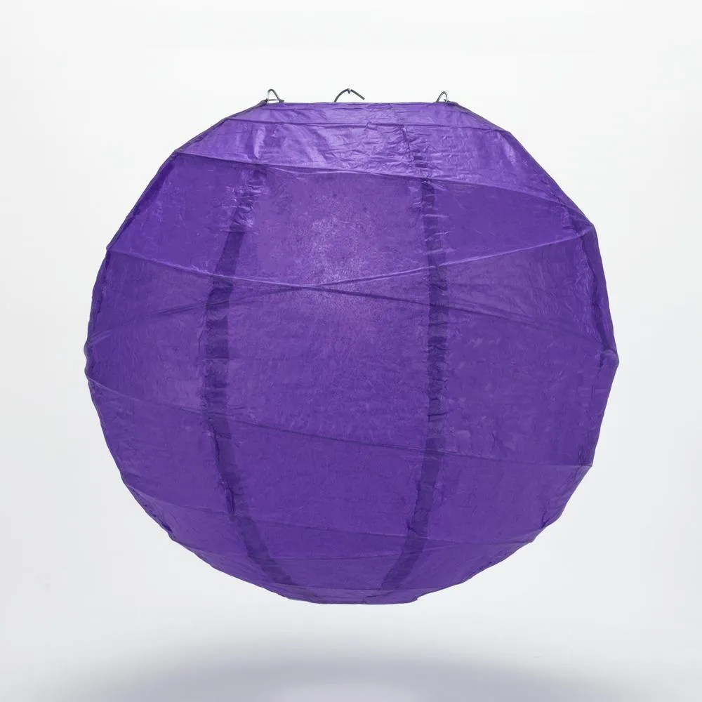 5-Pack 24 Inch Plum Purple Free-Style Ribbing Round Paper Lantern