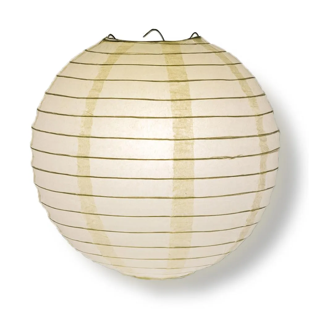 6-Pack 20 Inch Beige / Ivory Parallel Ribbing Round Paper Lanterns