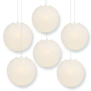6-Pack 20 Inch Beige / Ivory Parallel Ribbing Round Paper Lanterns