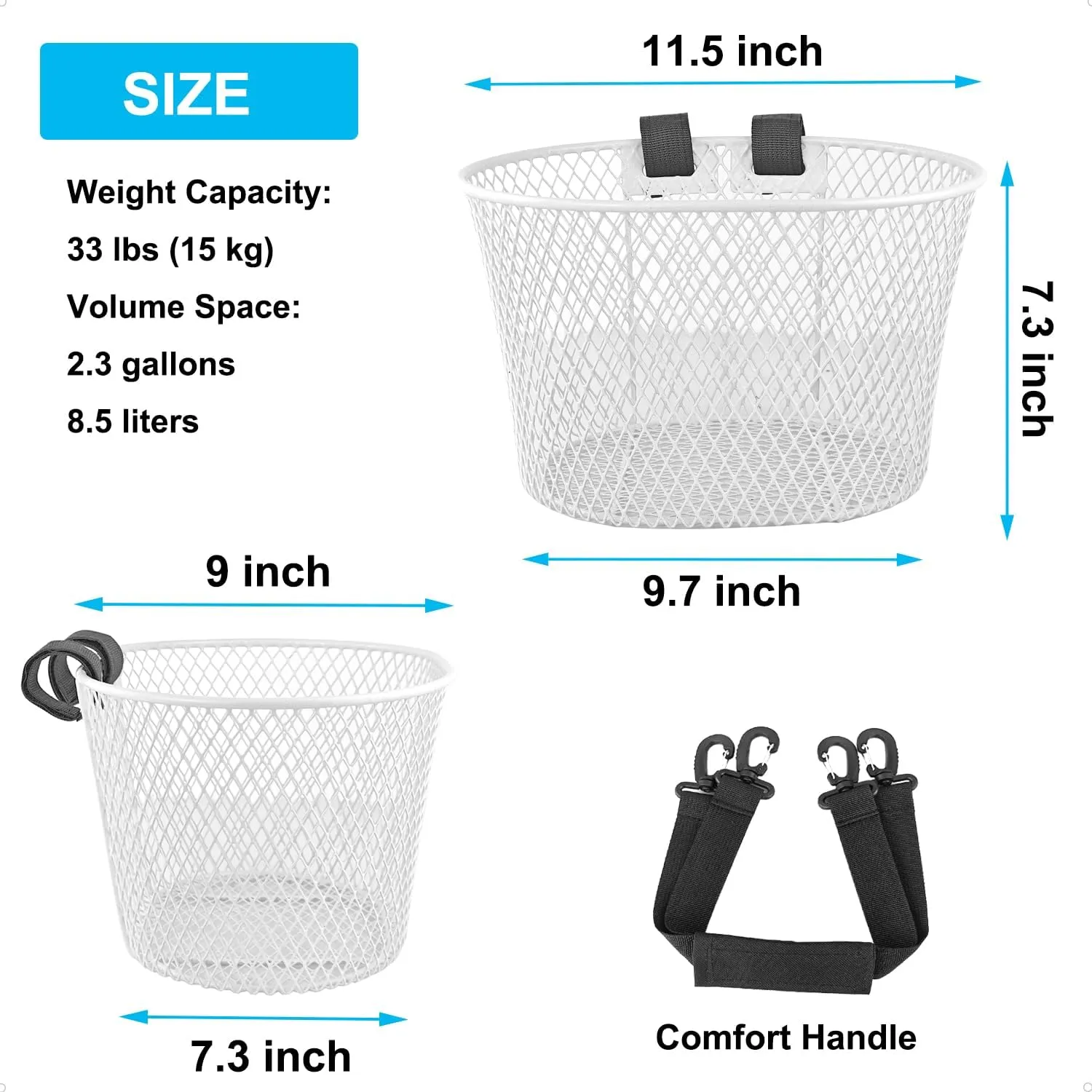 Adult Bike Basket Front, Bicycle Basket for Women, Waterproof Metal Wire Bicycle Basket with Carrying Handle, Suitable for Most Adult Bicycles, Practical Bike Accessories