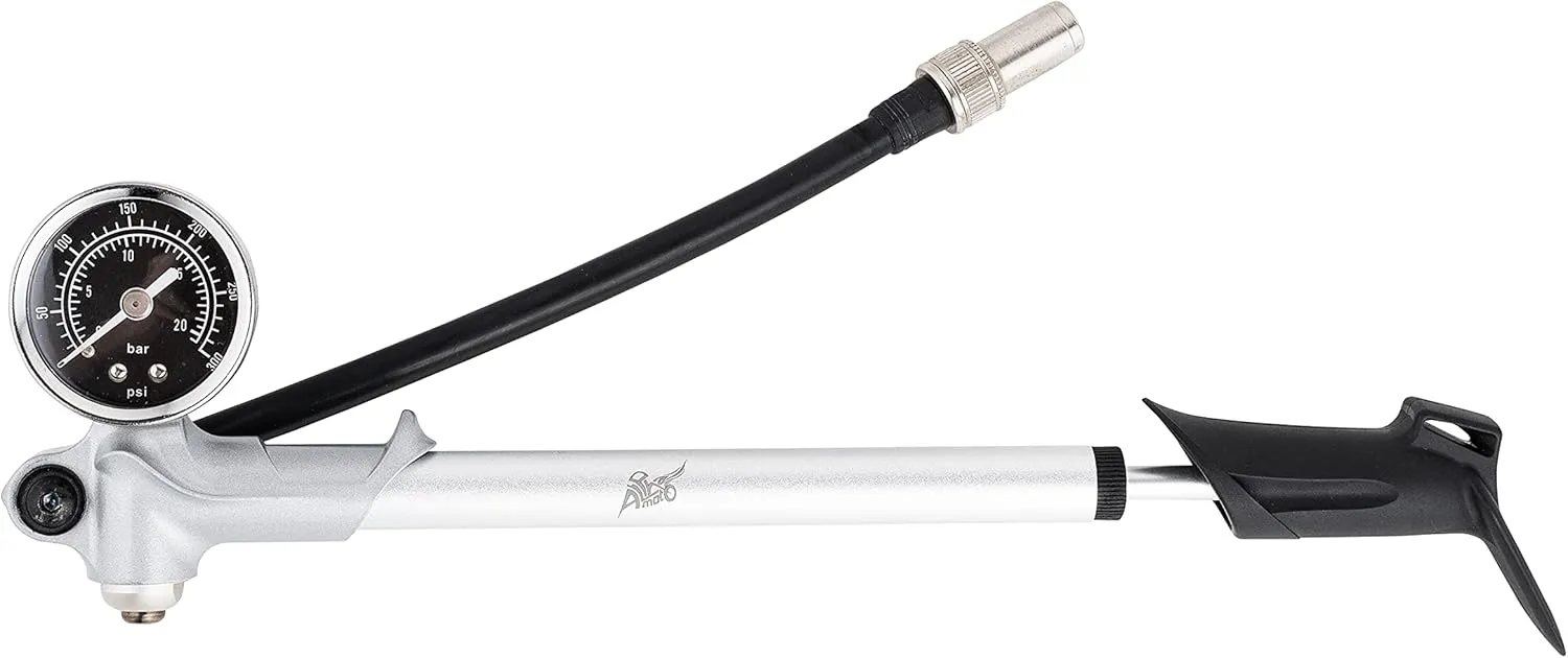 ALPHA MOTO High Pressure Air Shock Pump 300 psi max Compatible with Harley Davidson CB KZ GS XS 350 450 550 650 750 850i Mountain Bike Fork & Rear Suspension Work with Schaefer Air Valve