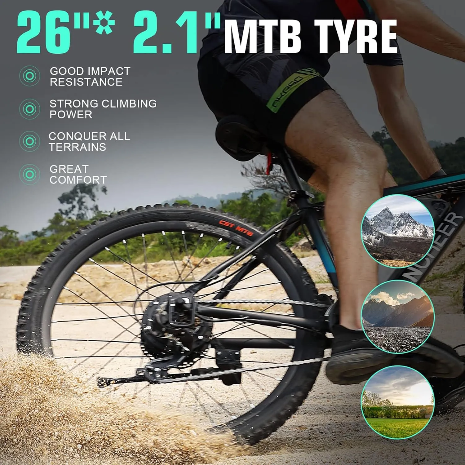 ANCHEER Electric Bike for Adults, Peak 750W Ebike, 3H Fast Charge, 55 Miles, 22MPH Electric Bicycle, 48V 499Wh Battery, 26" Gladiator Electric Mountain Bike, 21Speed, UL 2849 Certified