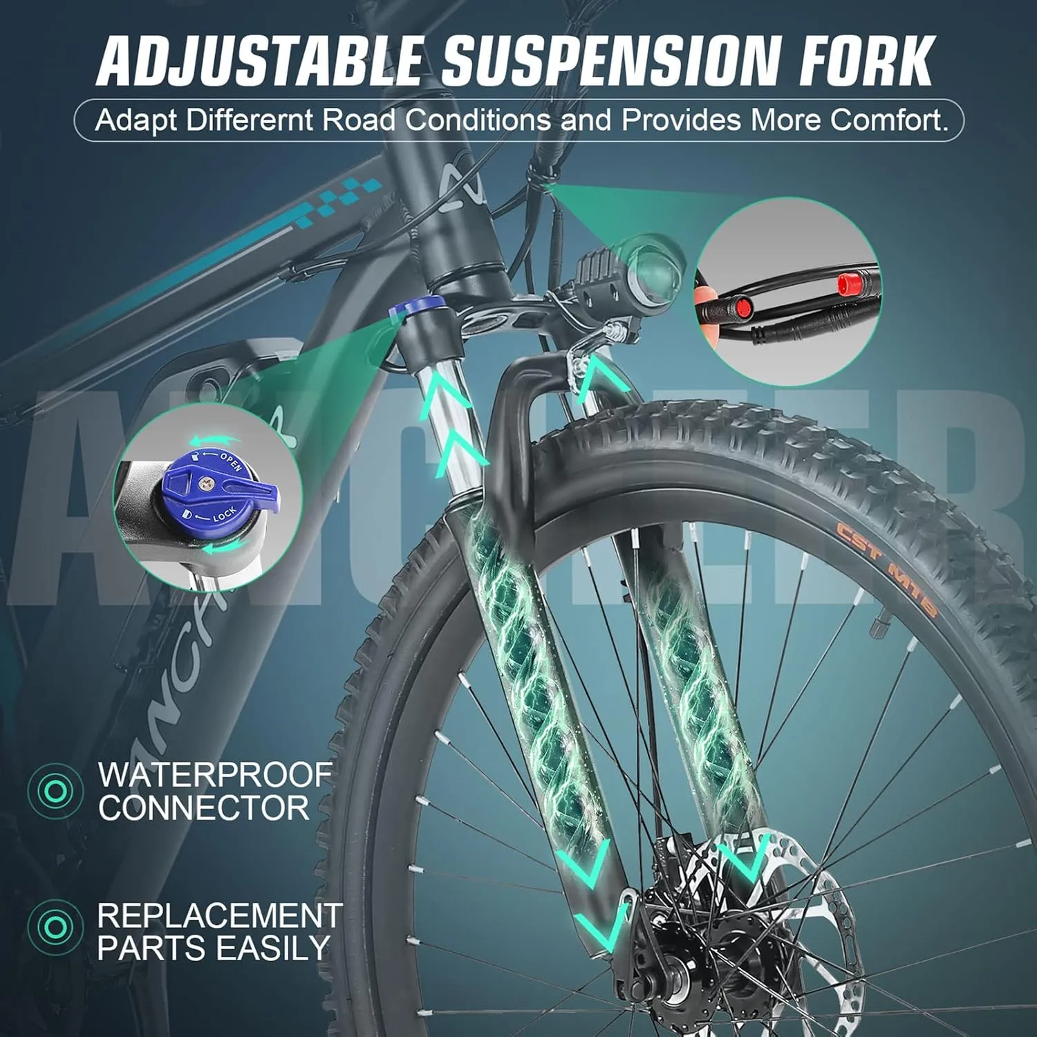 ANCHEER Electric Bike for Adults, Peak 750W Ebike, 3H Fast Charge, 55 Miles, 22MPH Electric Bicycle, 48V 499Wh Battery, 26" Gladiator Electric Mountain Bike, 21Speed, UL 2849 Certified