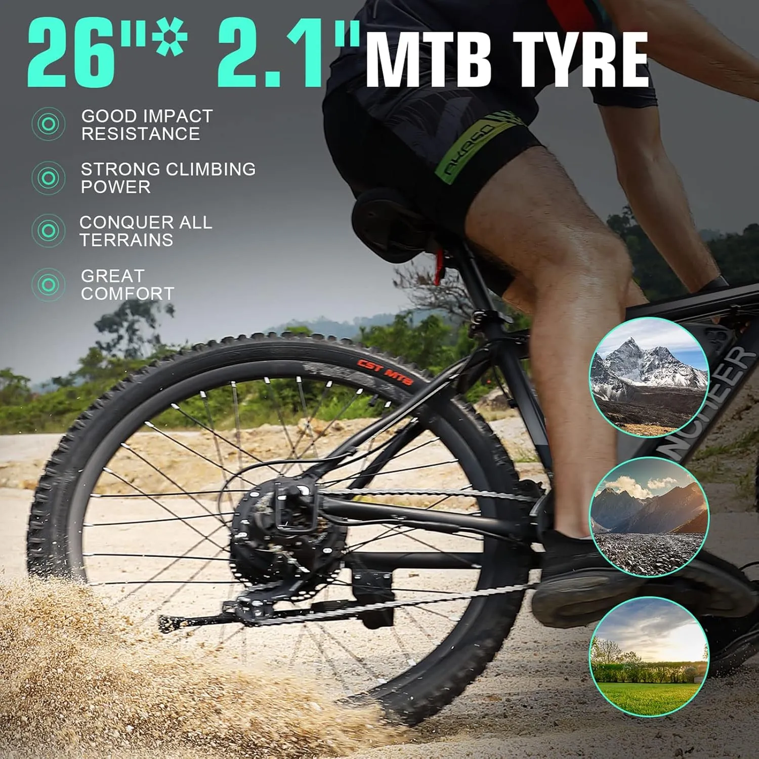 ANCHEER Electric Bike for Adults, Peak 750W Ebike, 3H Fast Charge, 55 Miles, 22MPH Electric Bicycle, 48V 499Wh Battery, 26" Gladiator Electric Mountain Bike, 21Speed, UL 2849 Certified