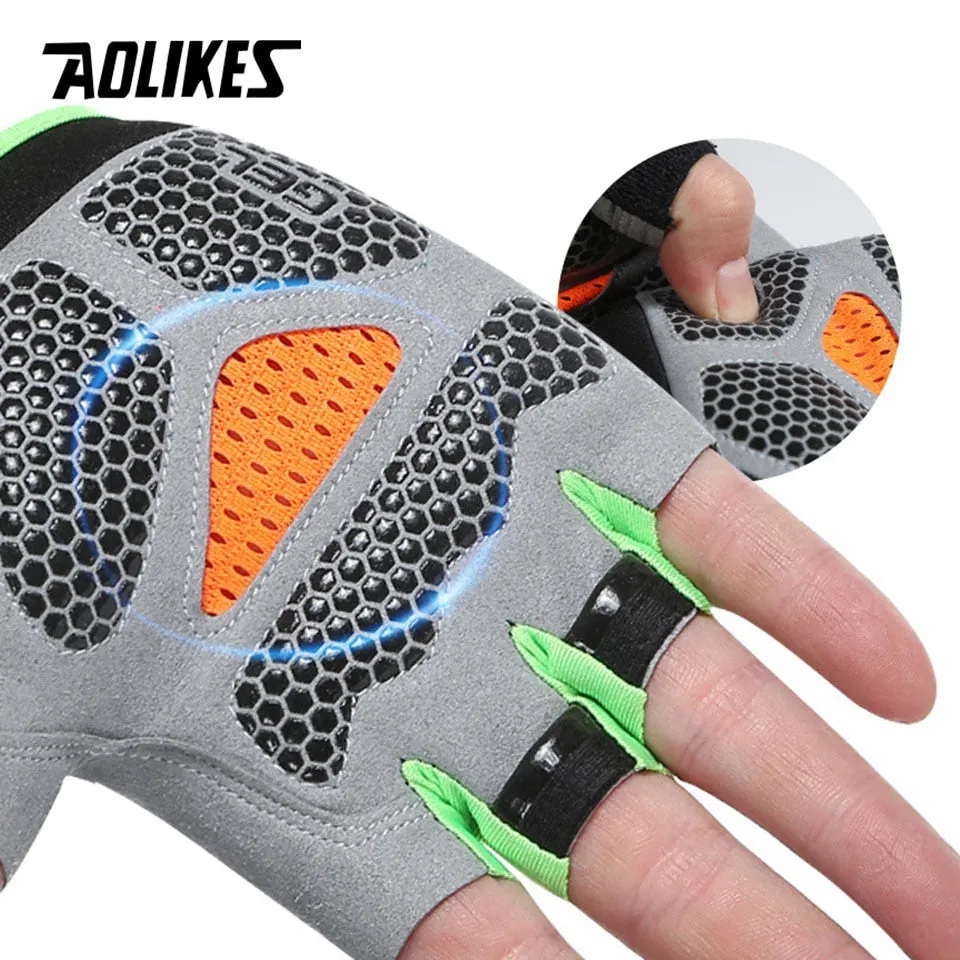 AOLIKES Cycling Gloves MTB Road Riding Gloves Anti-slip Camping Hiking Gloves Gym Fitness