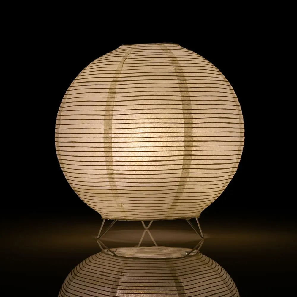 Beige/Ivory Round Centerpiece Candle Lantern w/ Fine Lines (Lantern Only)