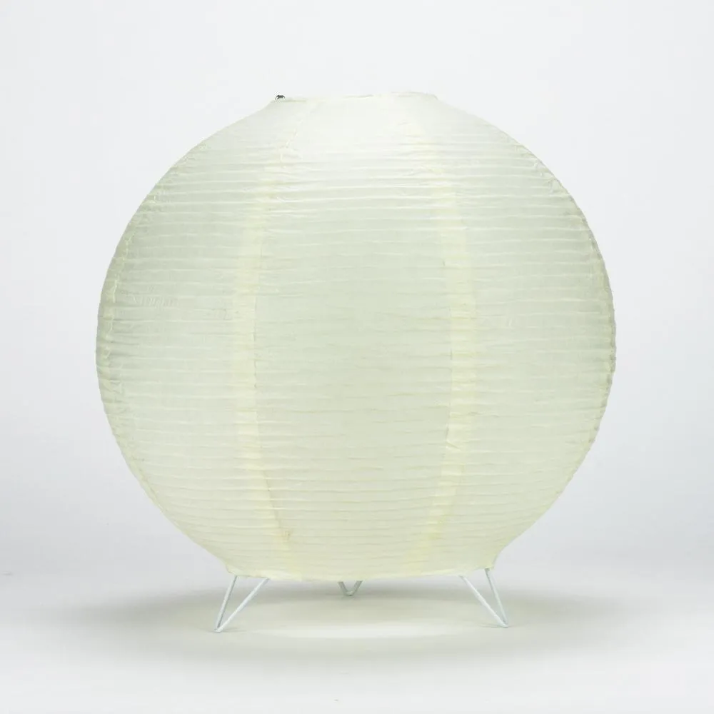 Beige/Ivory Round Centerpiece Candle Lantern w/ Fine Lines (Lantern Only)