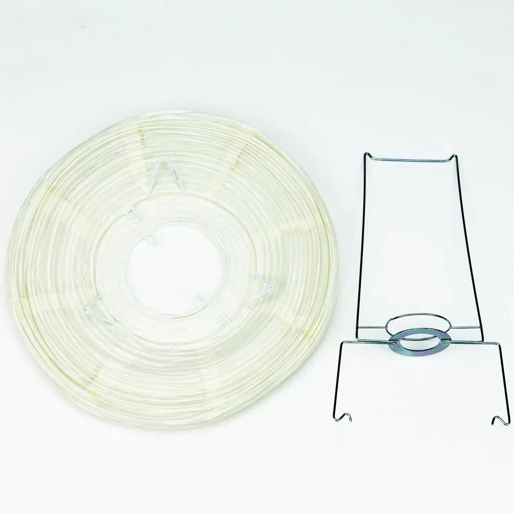Beige/Ivory Round Centerpiece Candle Lantern w/ Fine Lines (Lantern Only)
